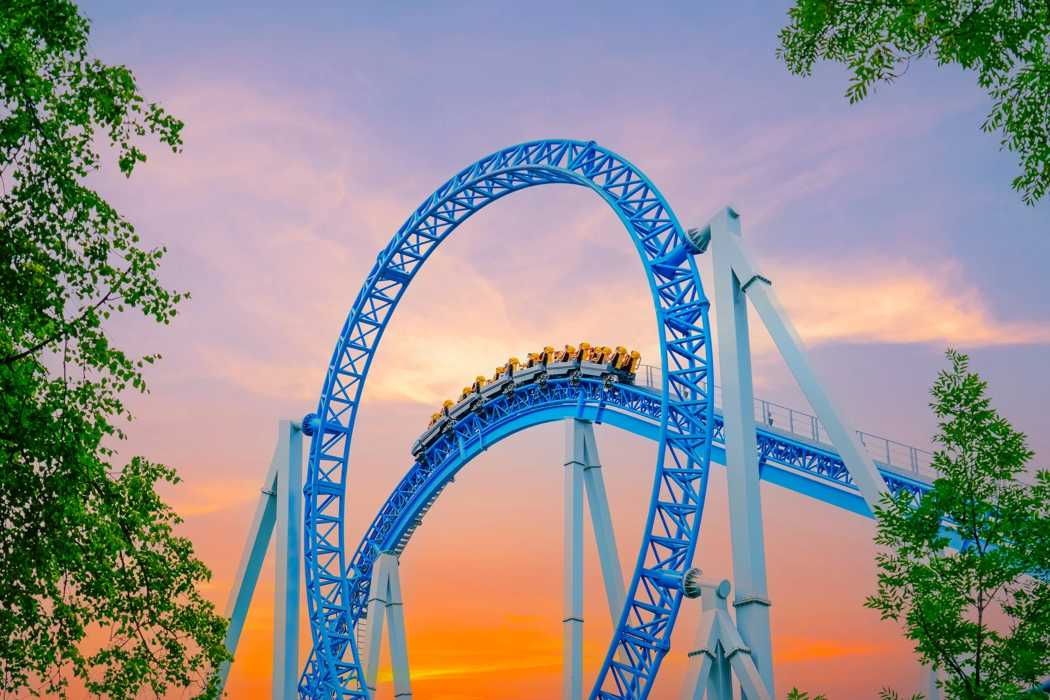 Rollercoaster at sunset